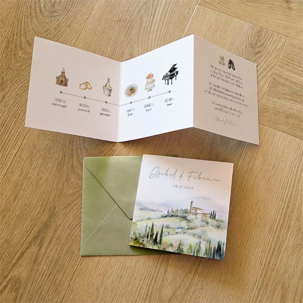 Landschap Italië zigzag trouwkaart