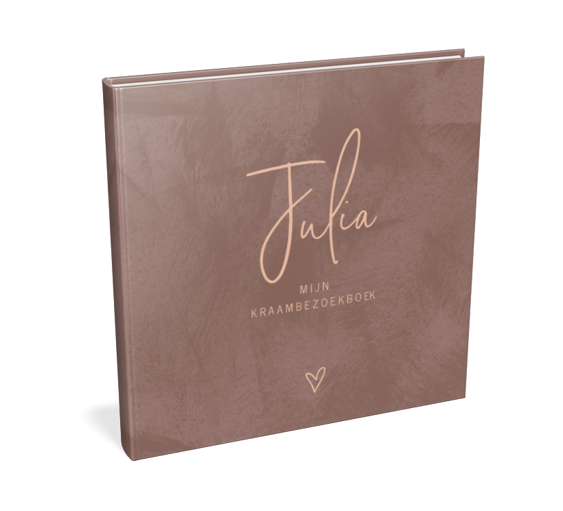Kraambezoekboek in oudroze velvetlook met hartje