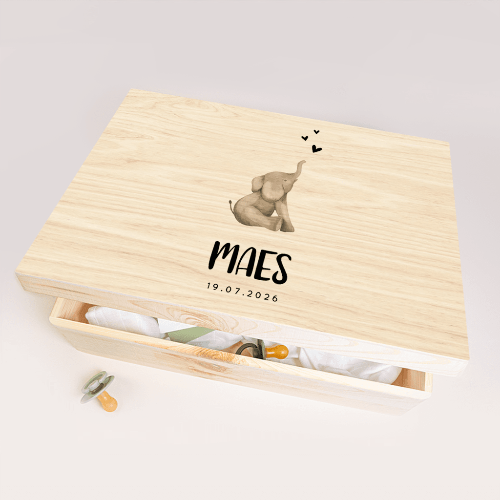 Memorybox met olifantje en hartjes