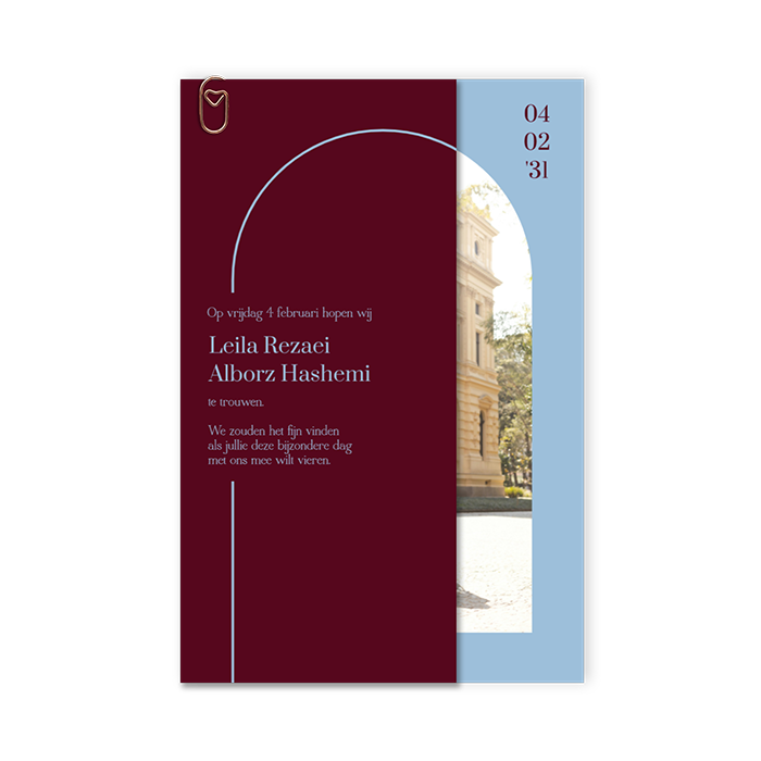 Moderne trouwkaart met foto