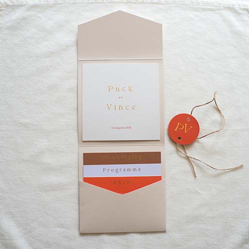 Pocketfold trouwkaart colourful chic kleuren