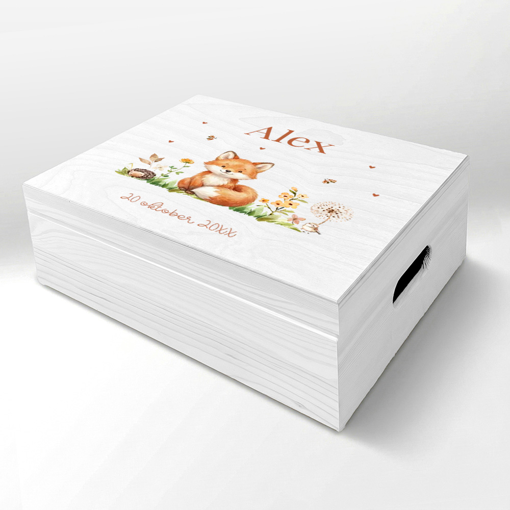 Memorybox hout met lief vosje