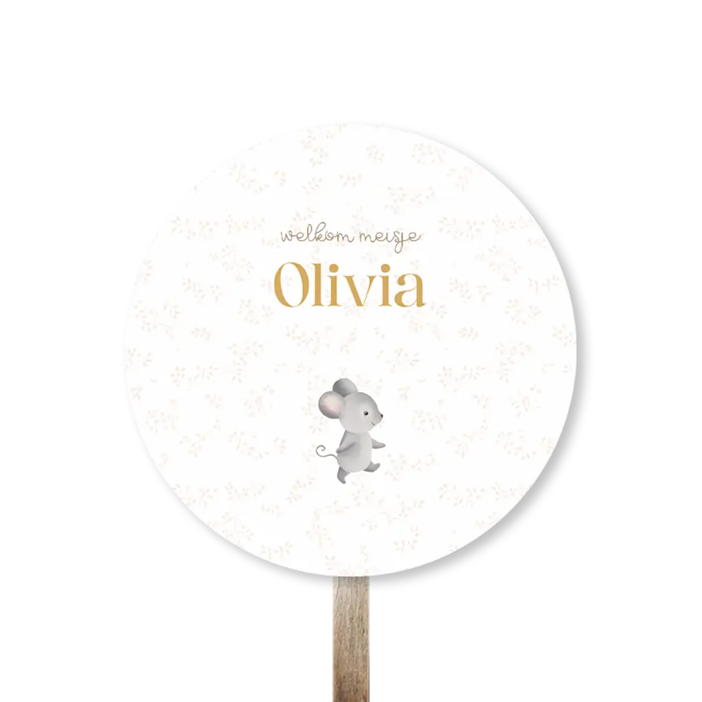 Vrolijk tuinbord met takjes patroon en muisje