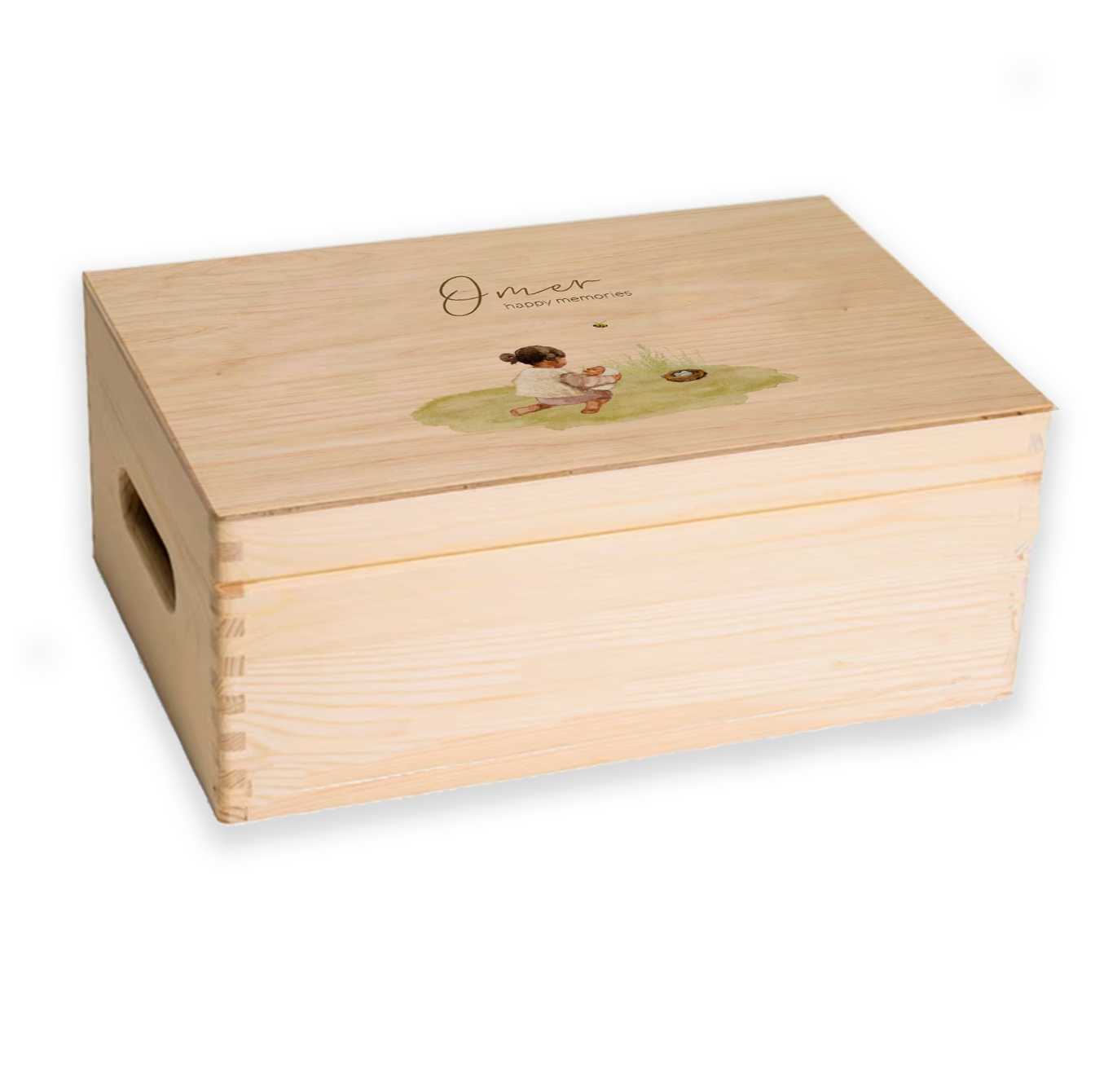 Memorybox Getekend getinte kindjes zus lente