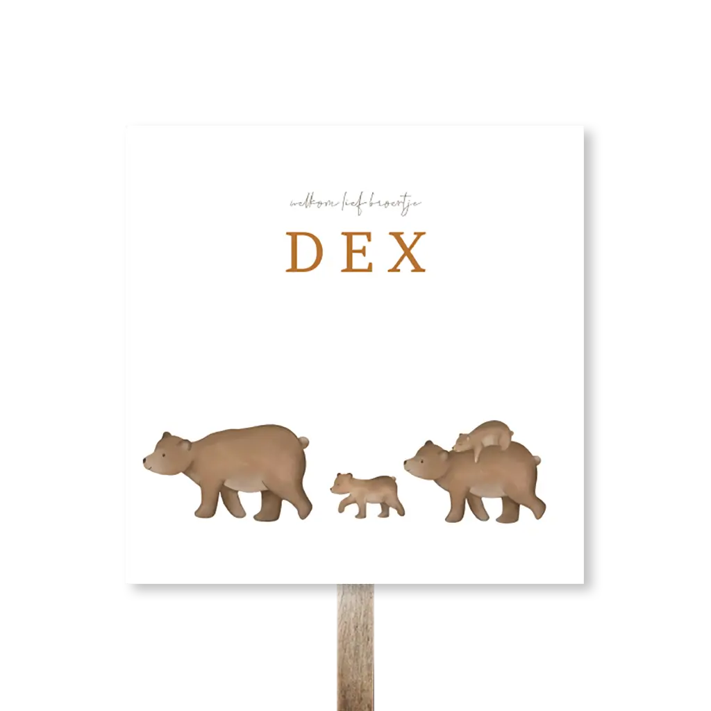 Tuinbord vierkant wit met berengezinnetje