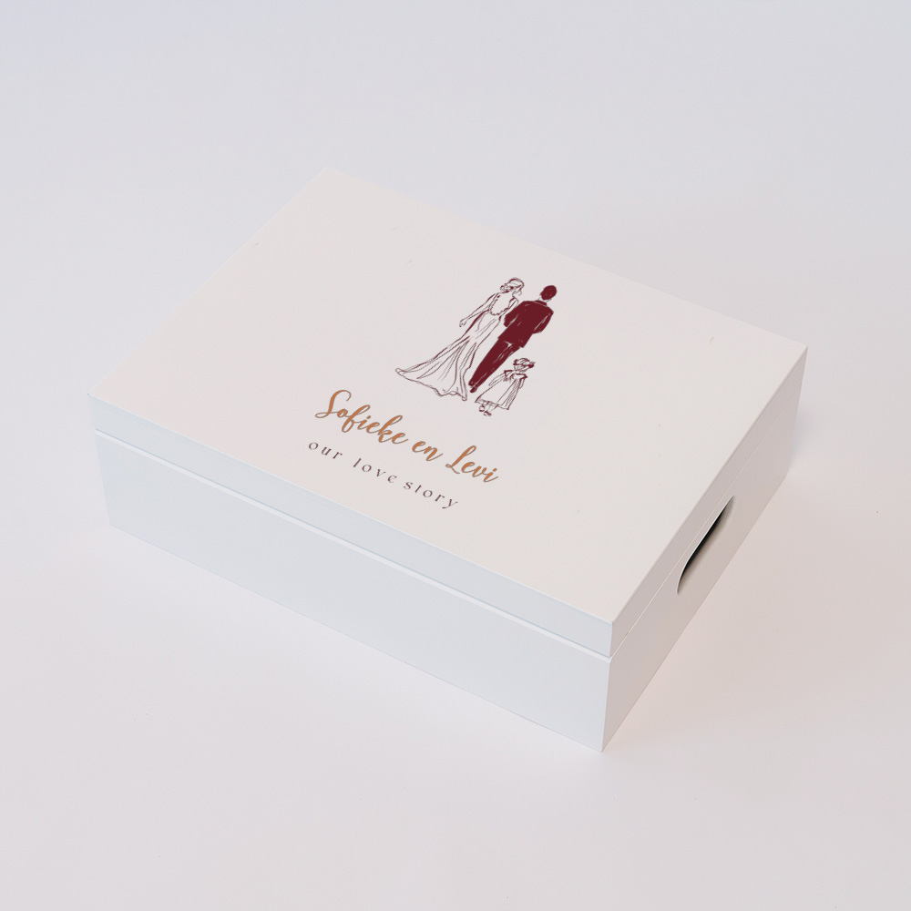 Memorybox huwelijk met lijntekening