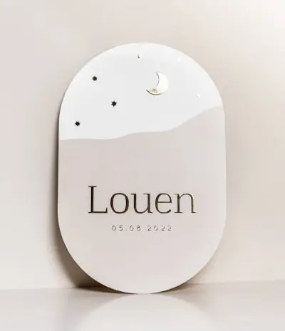 Ovaal geboortekaartje met sterrenhemel