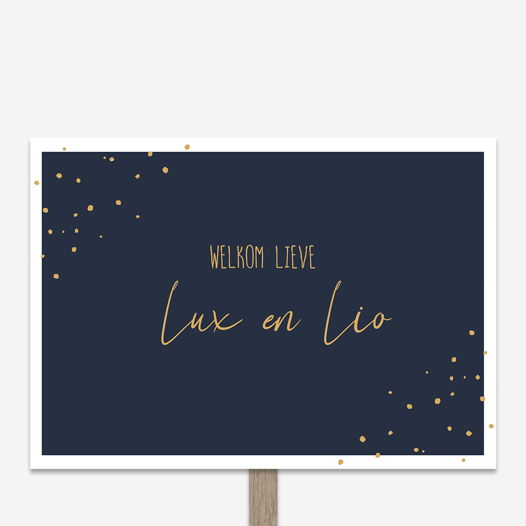 Tuinbord Geboortebord Donkerblauw Chique Stippen