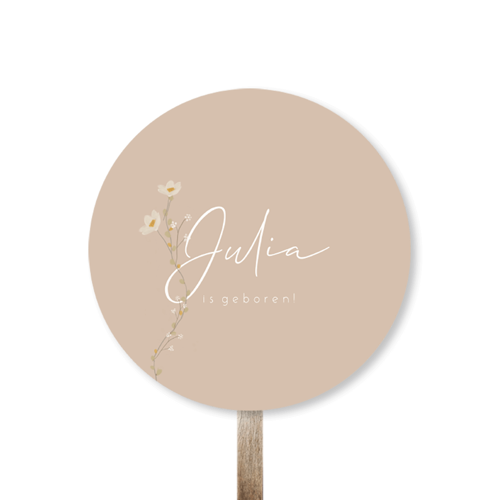 Tuinbord rond roze met bloemenslinger