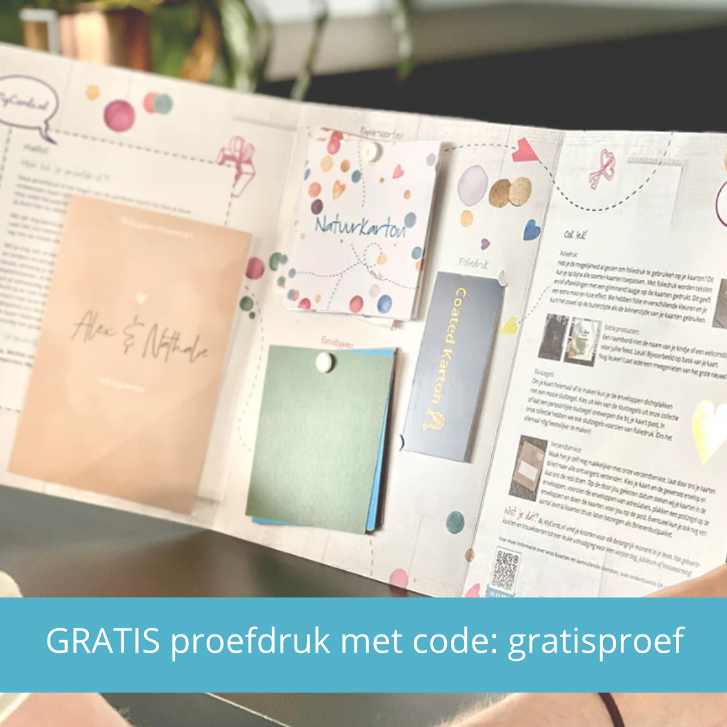 Gratis proefdruk kaartje