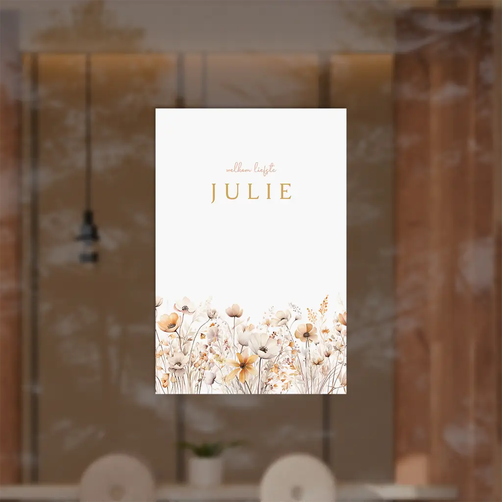 Raamsticker wit met bloemen