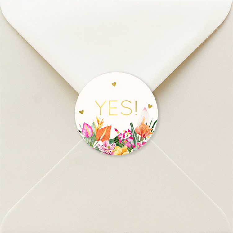 Sluitzegels huwelijk tropisch roze goudfolie