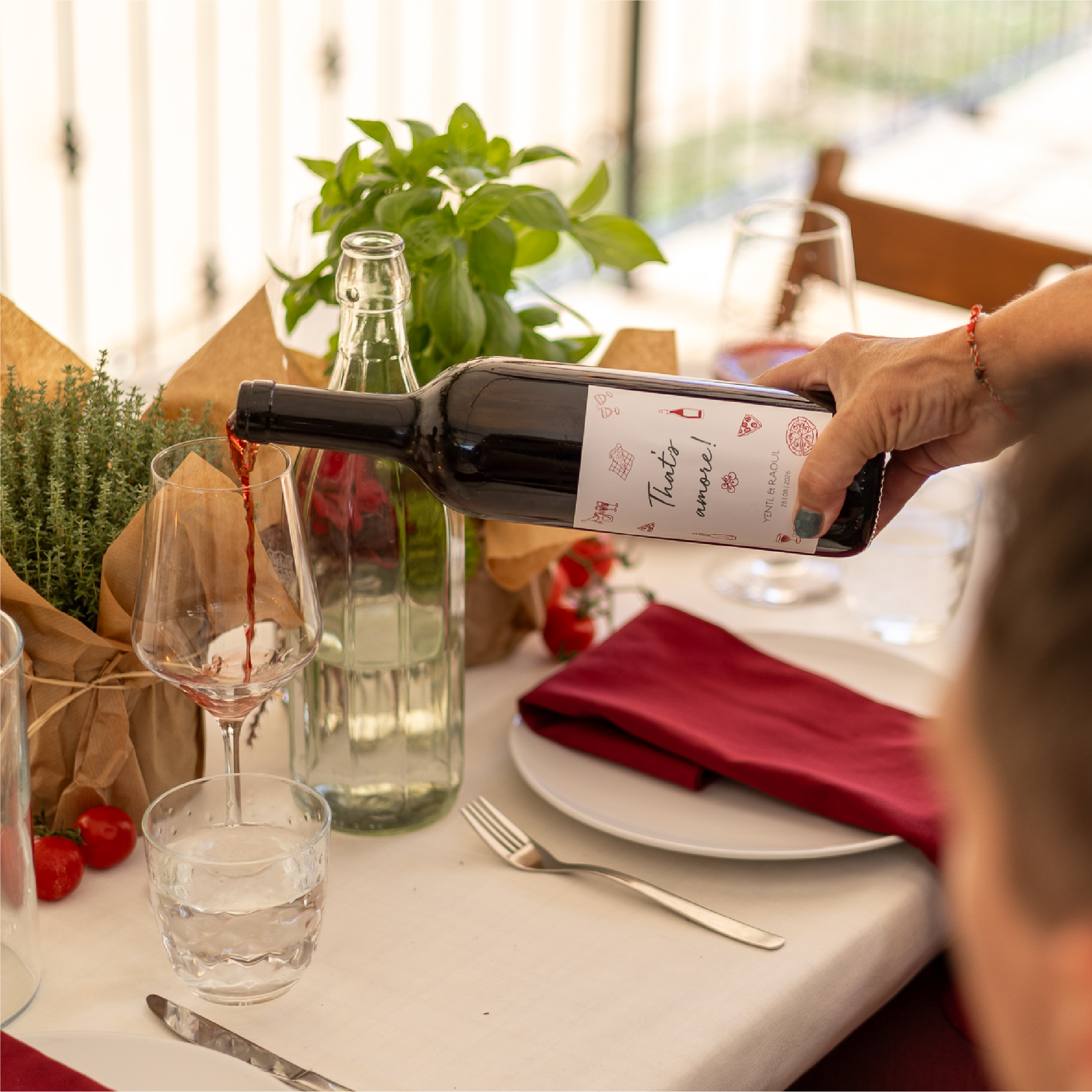 Wijnetiketten bruiloft Italiaanse stijl