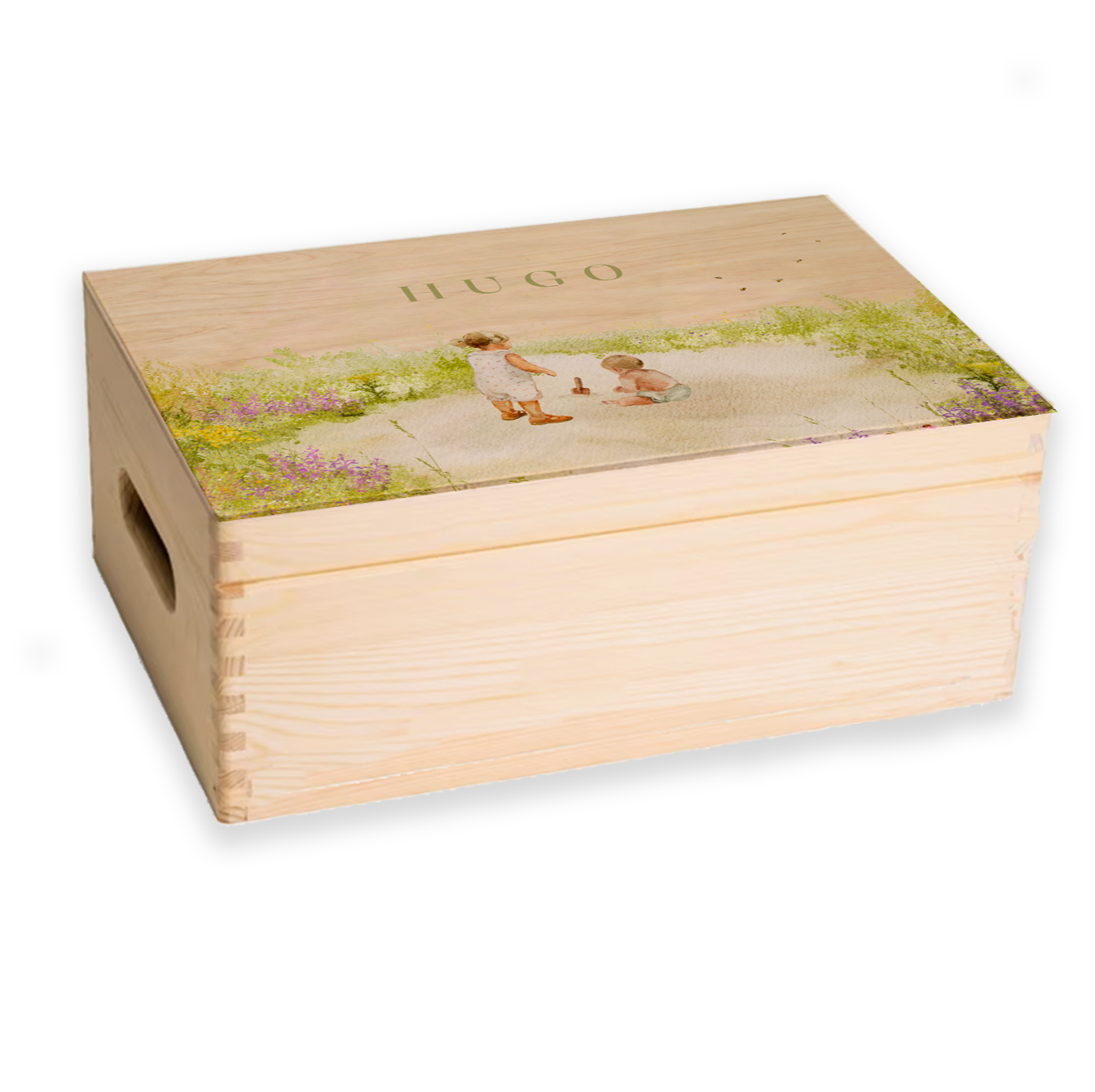 Memorybox jongen met veldbloemen voor tweede kindje