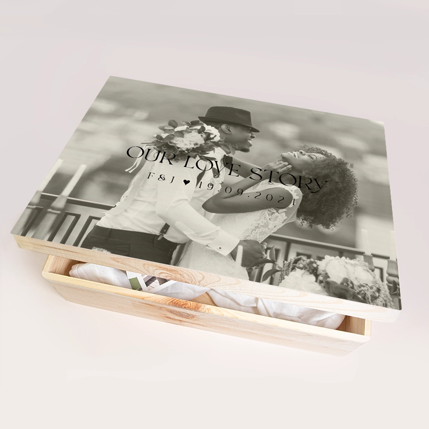 Memorybox zwart wit met foto