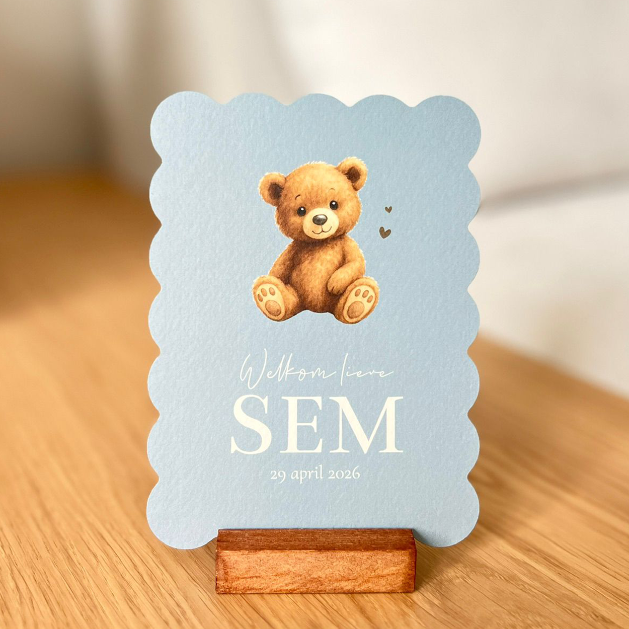Geboortekaartje Jongen teddybeer Blauw