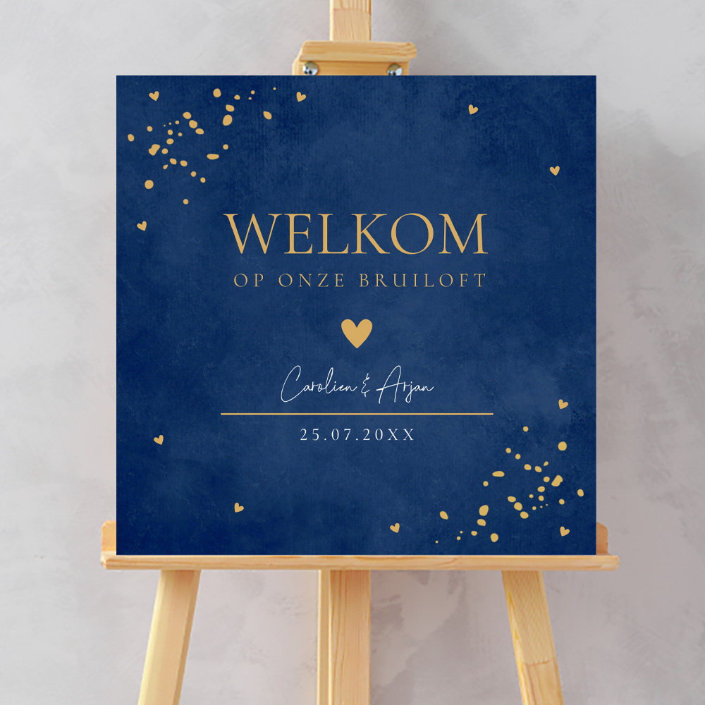 Welkomstbord huwelijk bruiloft donkerblauw