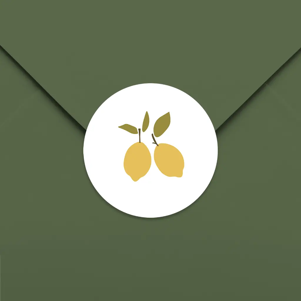 Vrolijke sluitsticker met citroenen - per 25 stuks