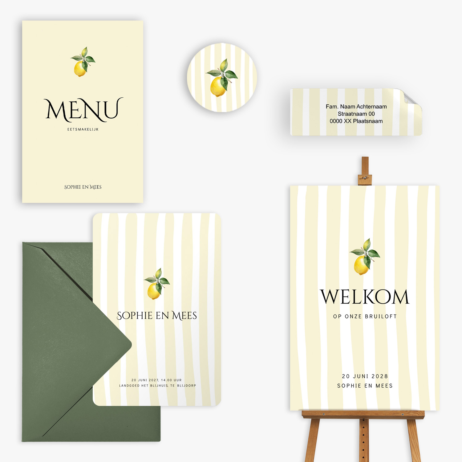 doorlink trouwkaarten set lemon love story