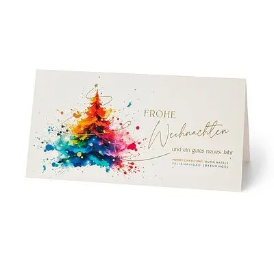 Geschäftliche Weihnachtskarte farbenfroher Weihnachtsbaum 