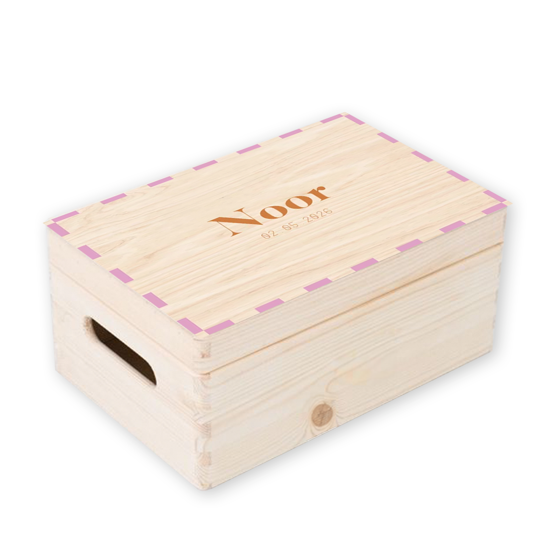 Memorybox geboortekaartje met geblokte rand