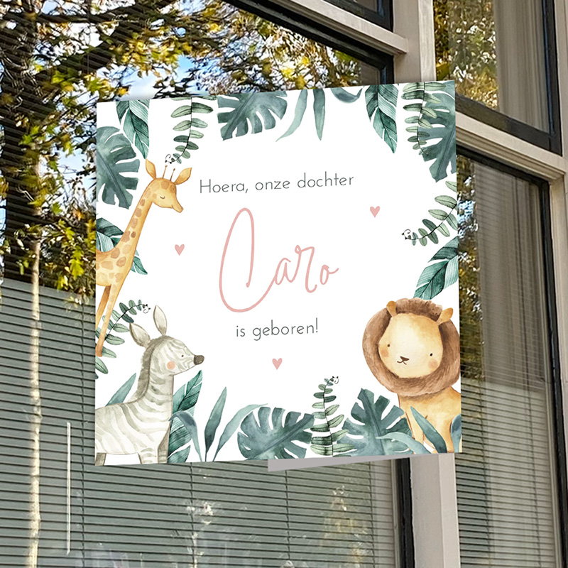 Geboortebord met jungle dieren