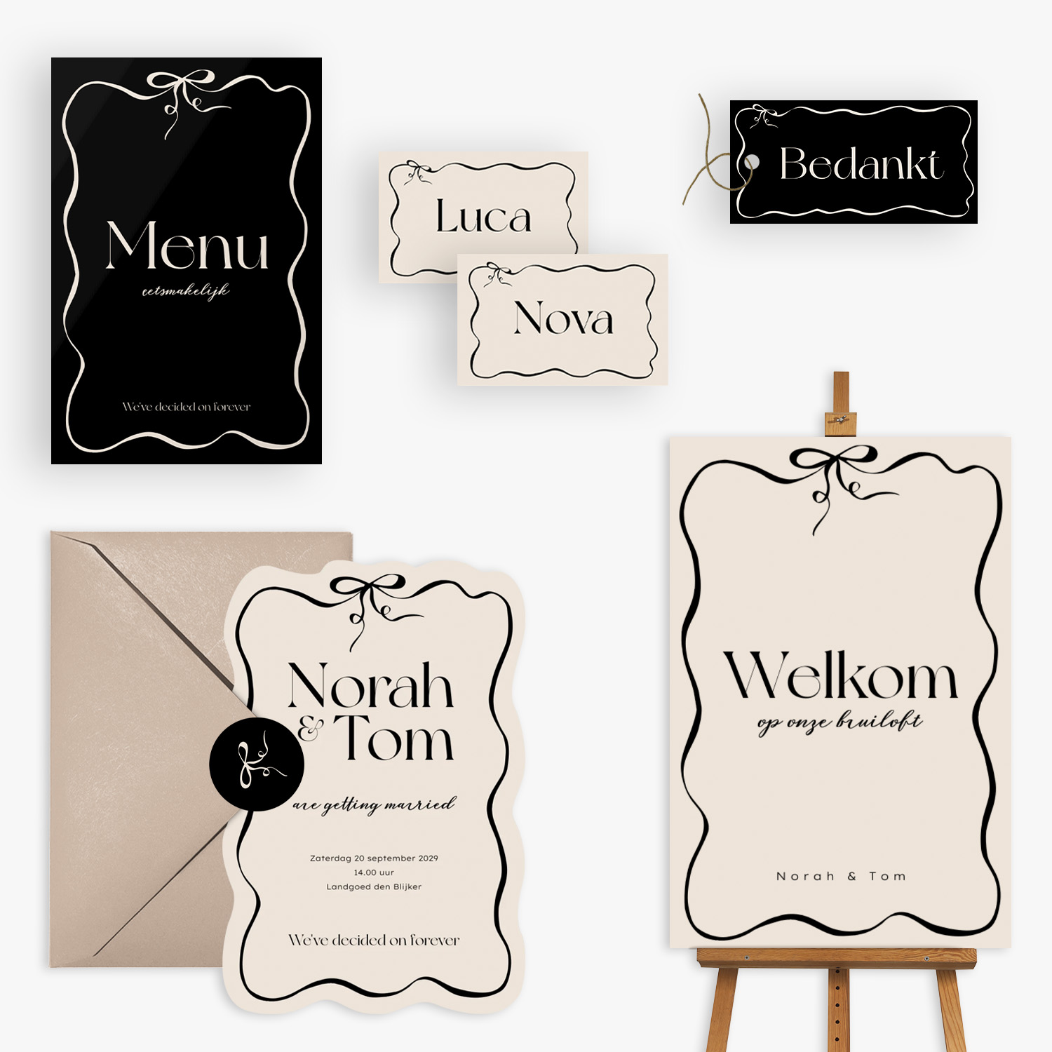 doorlink trouwkaarten set tied with love