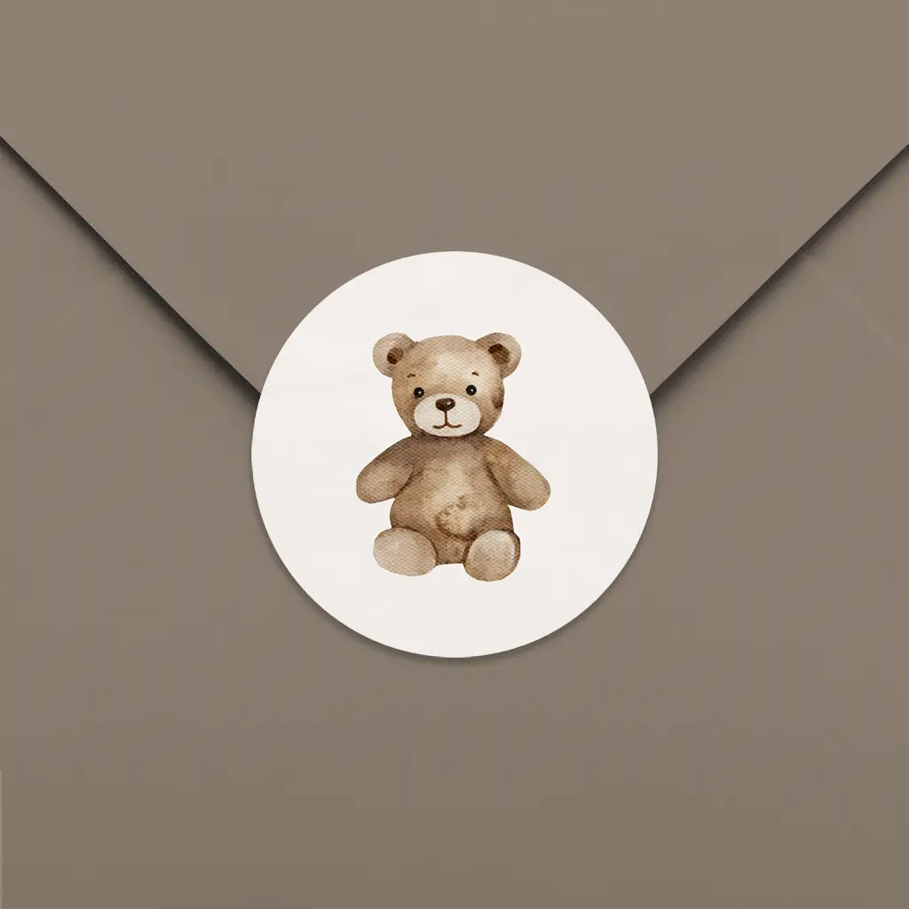Sluitzegel beige met knuffelbeer - per 25 stuks