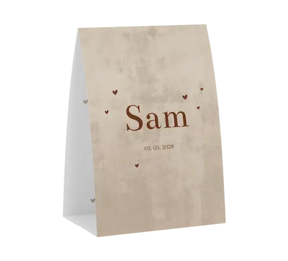 Bruine tentkaart met bruine velvet-look en hartjes