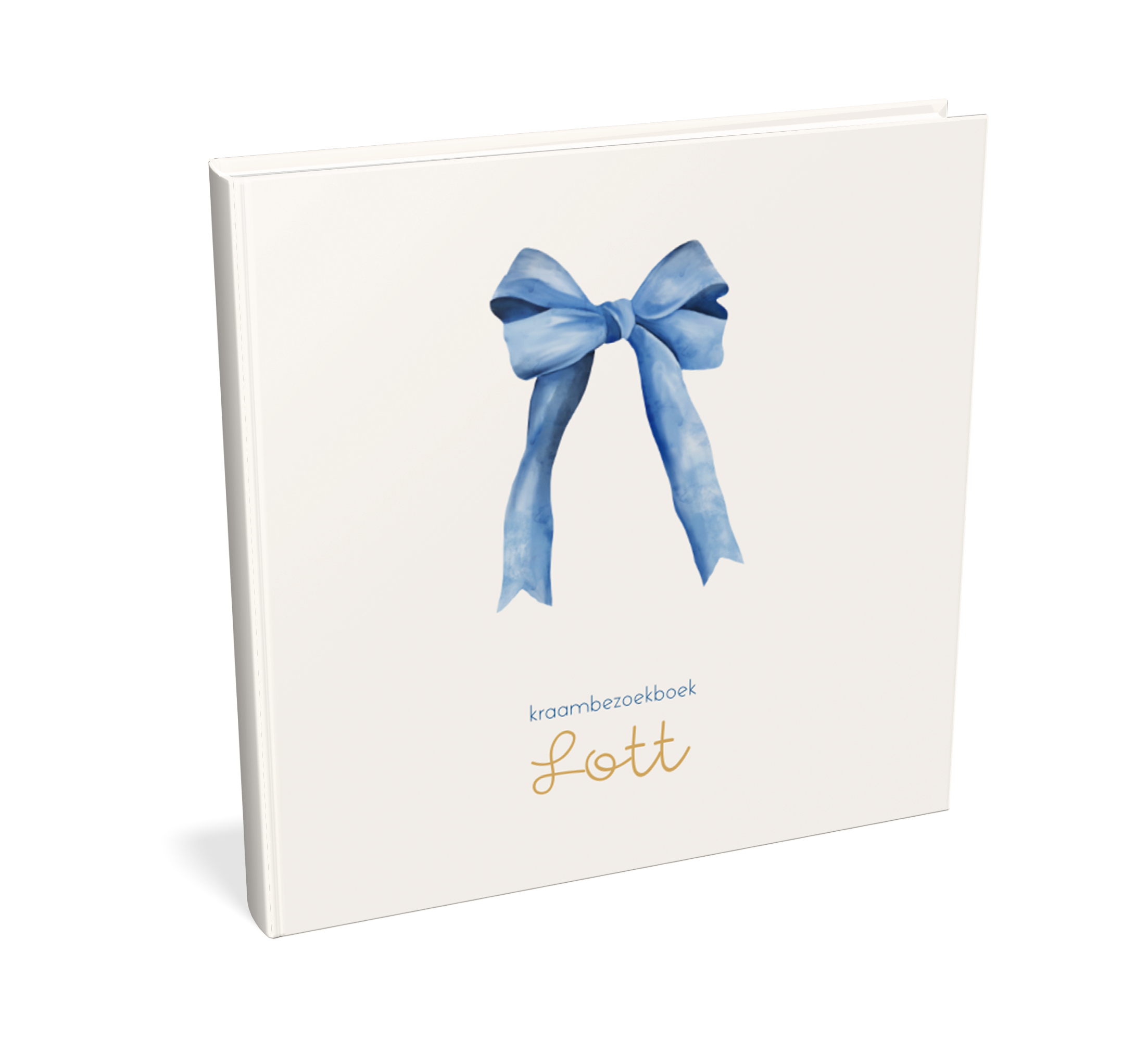 Klassiek kraambezoekboek met blauwe watercolour strik - met invulpagina's