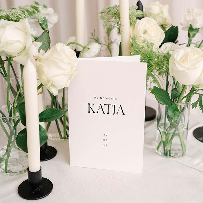 Eheversprechen-Heft beige mit schwarzer Schrift, optionalem Seidenband