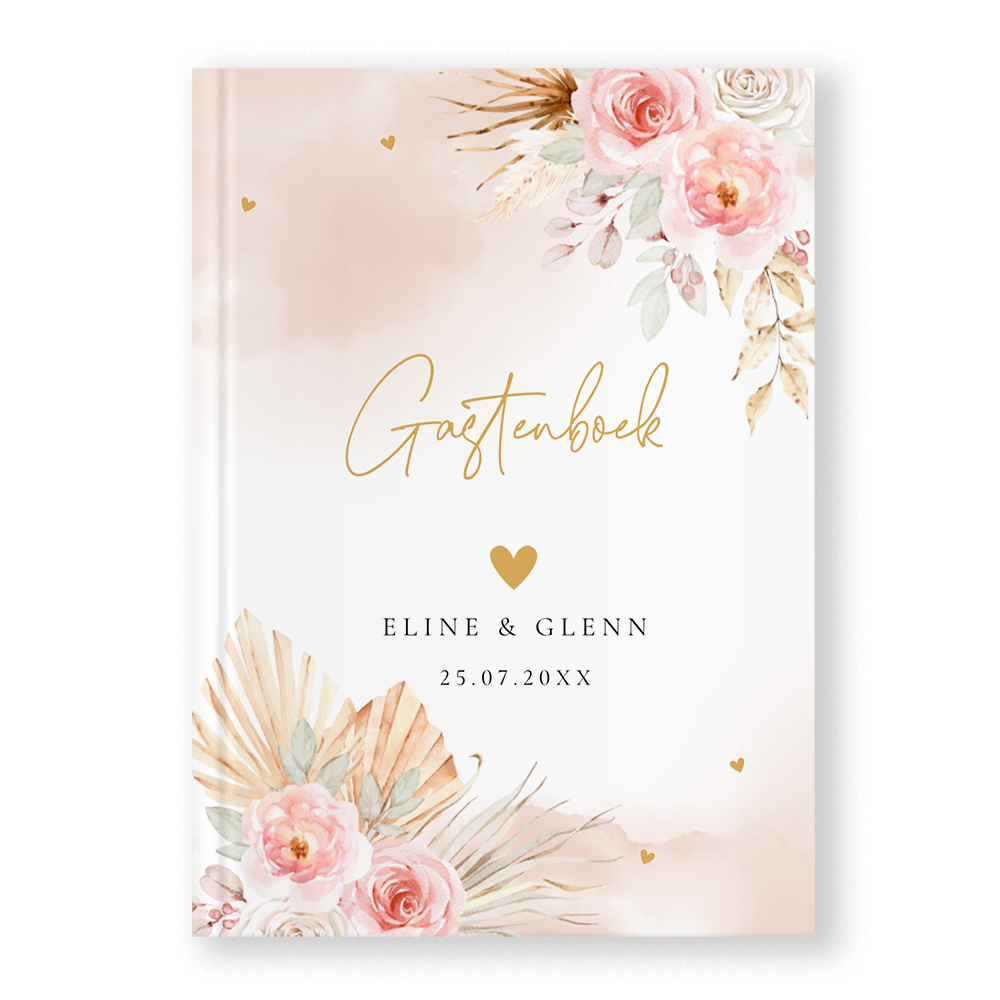 Gastenboek bruiloft bohemian bloemen