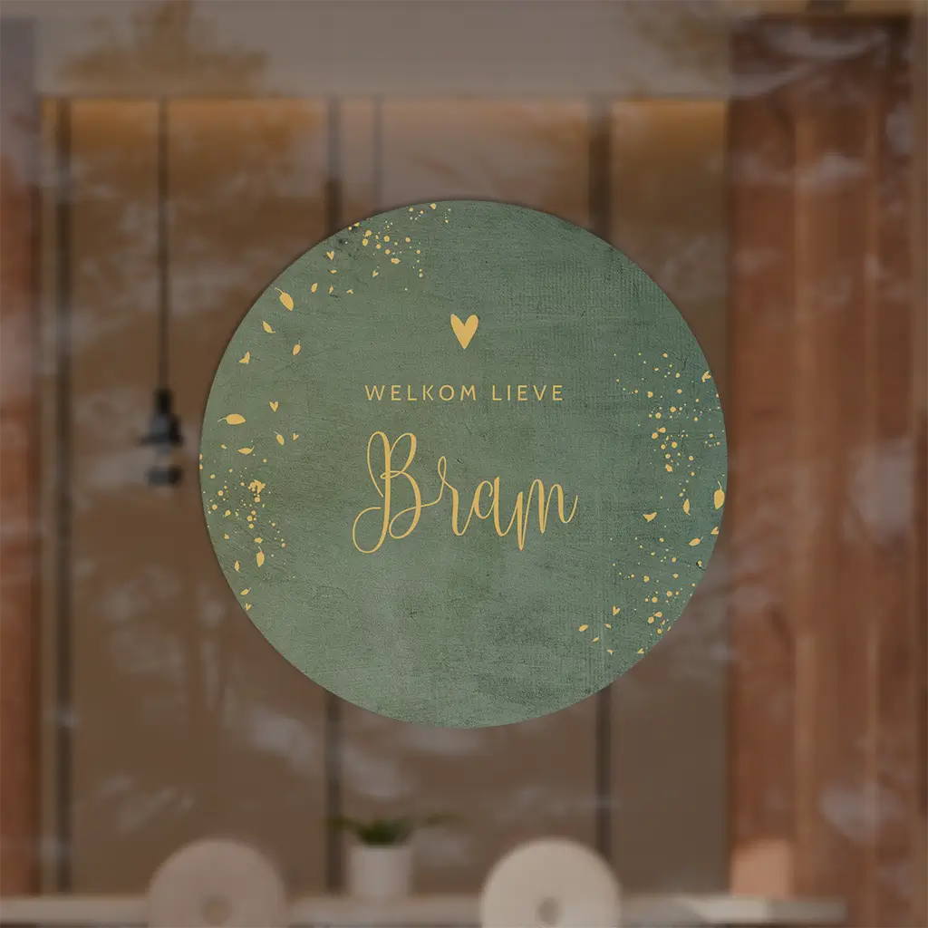 Raamsticker groene velvet-look met hartjes