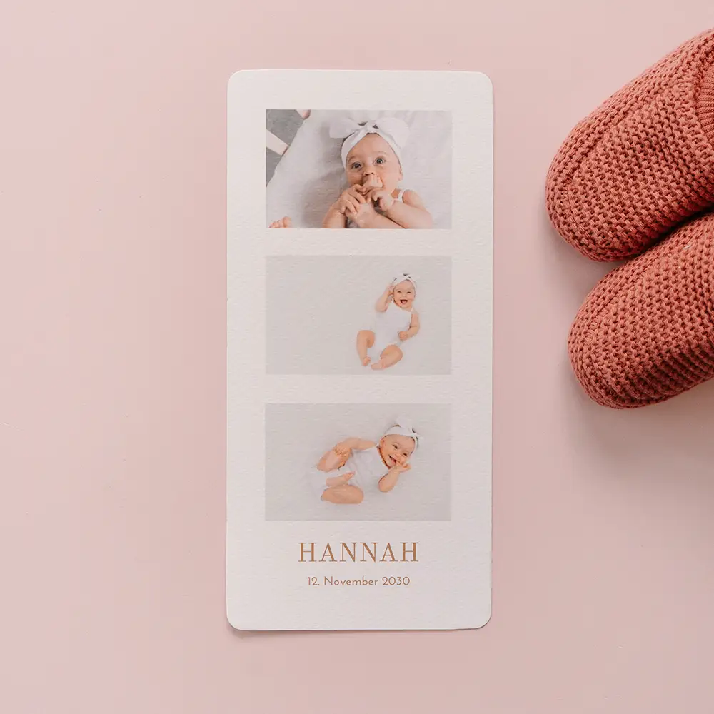 Geburt-Danksagungskarte mit drei Fotos Hochformat
