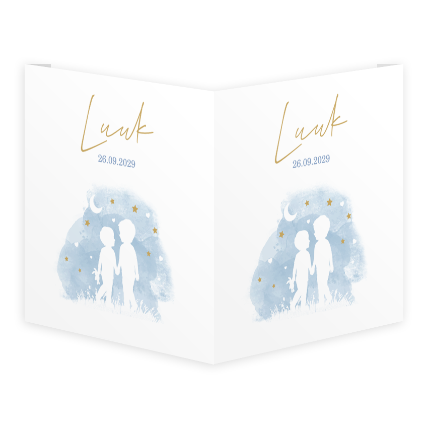 Raambord vierkant dubbel 50x50 cm | Silhouet van broers blauw