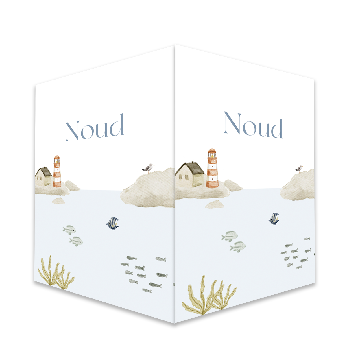 raambord dubbel geboortekaartje waterdieren illustratie zomer