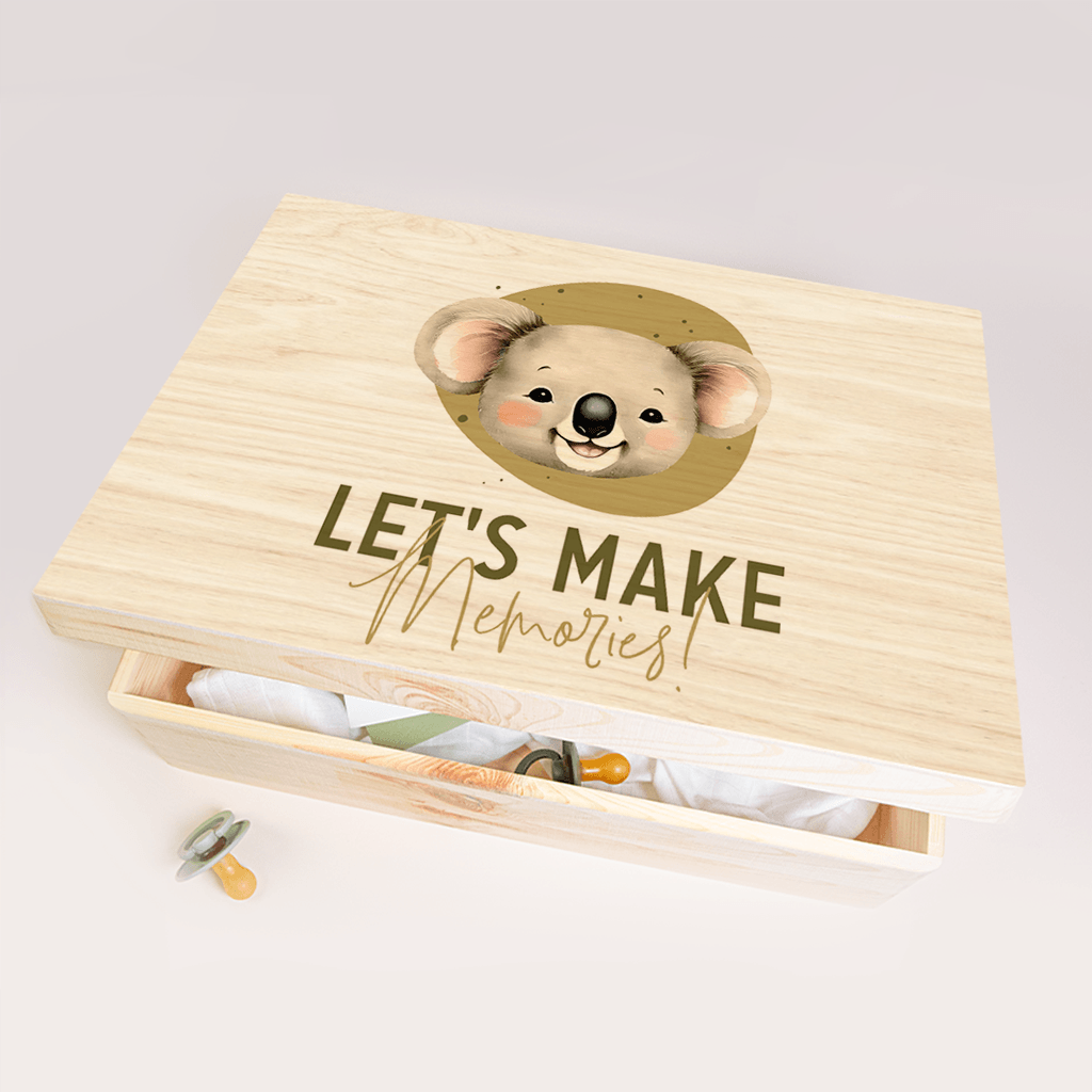 Memorybox van hout met koala en quote
