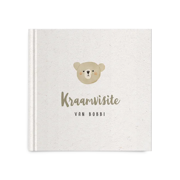 Persoonlijk kraambezoekboek met lief teddybeertje