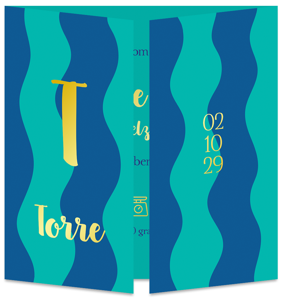 Geboortekaartje Jongen Golfjes Tweeluik Colorblock