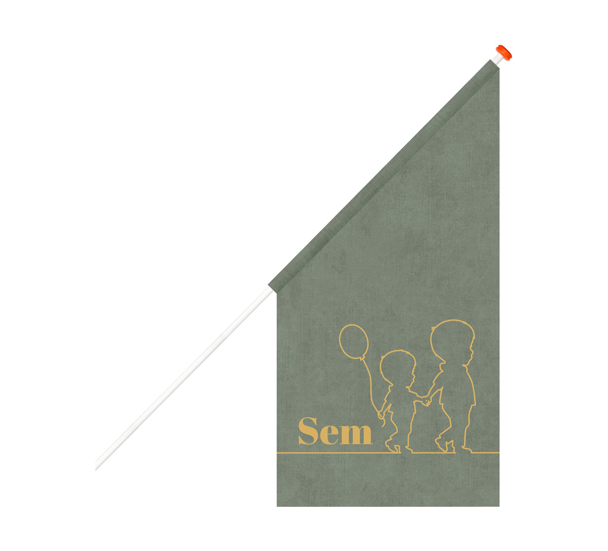 Groene geboortevlag met lijntekening broertjes