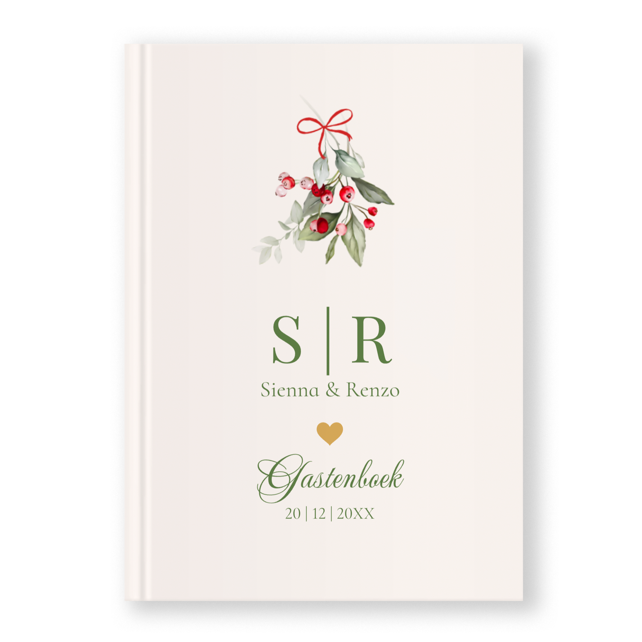 Gastenboek bruiloft kerst marretak namen groen