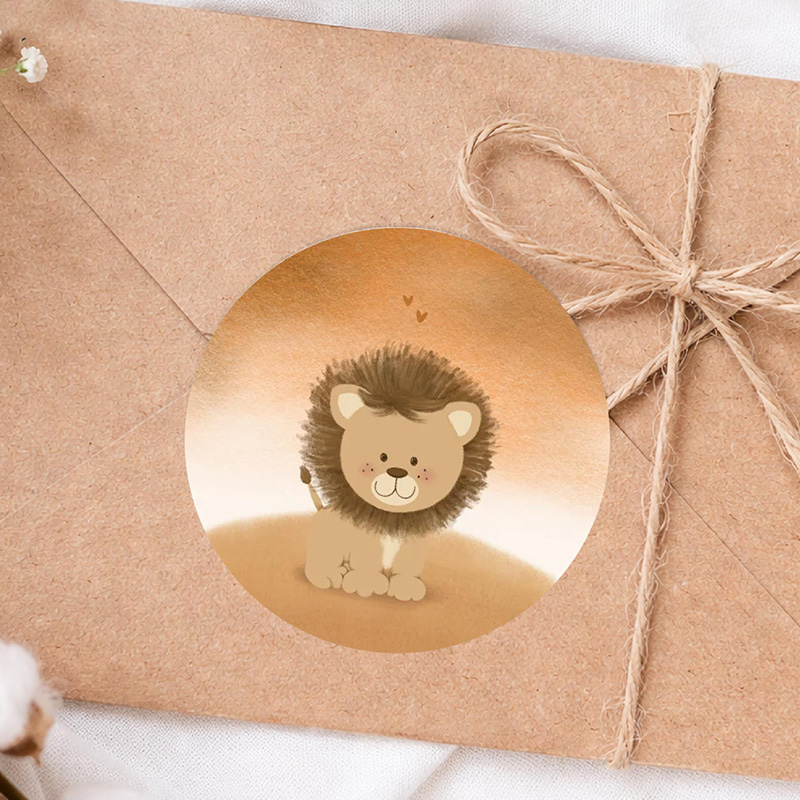 Stickers met lief leeuwtje in warme aardetinten