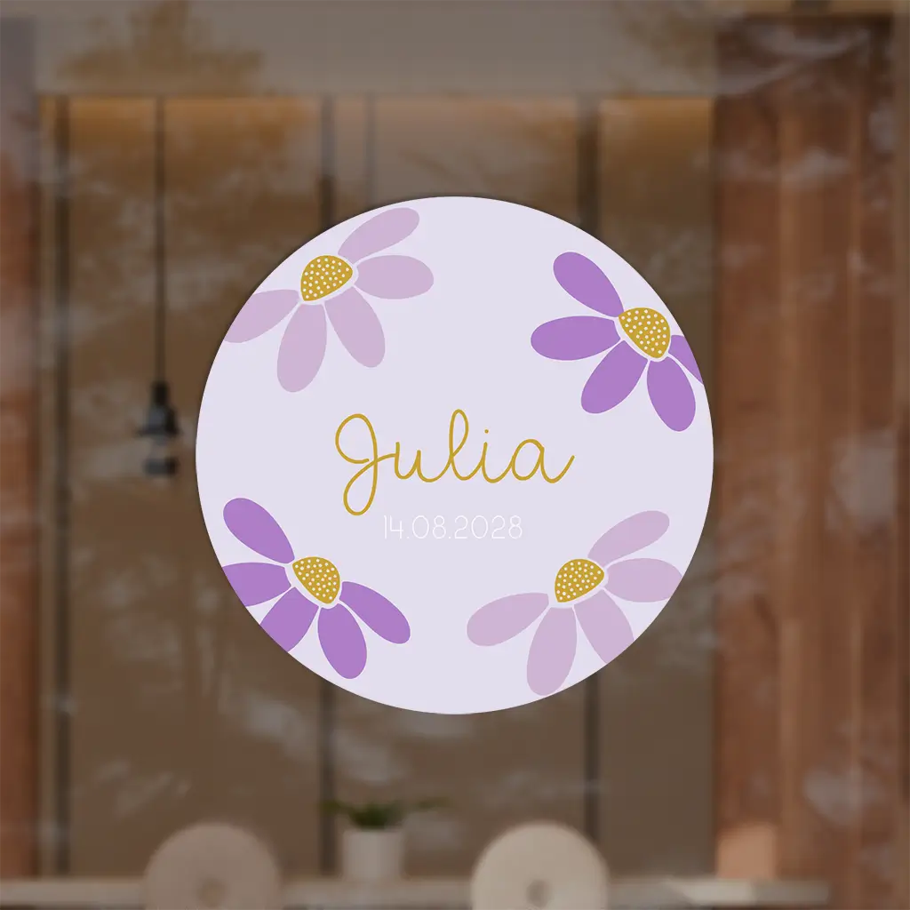 Lila raamsticker met bloemen