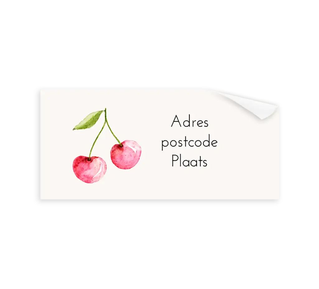 Adressticker met kersen in waterverf