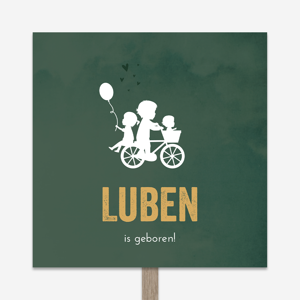 Tuinbord Fiets Ballon Groen Jongen