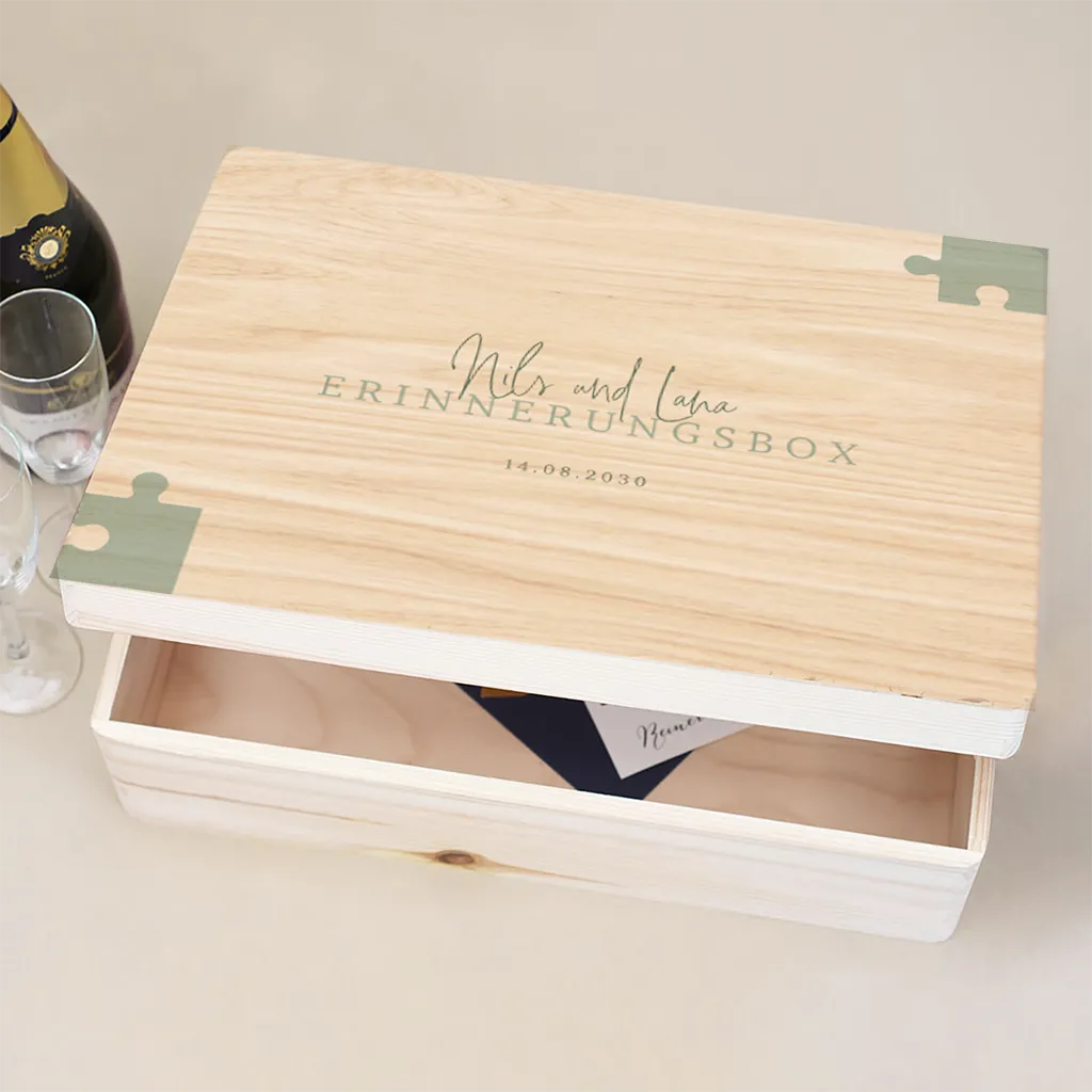 Erinnerungskiste Hochzeit mit Puzzlestücken