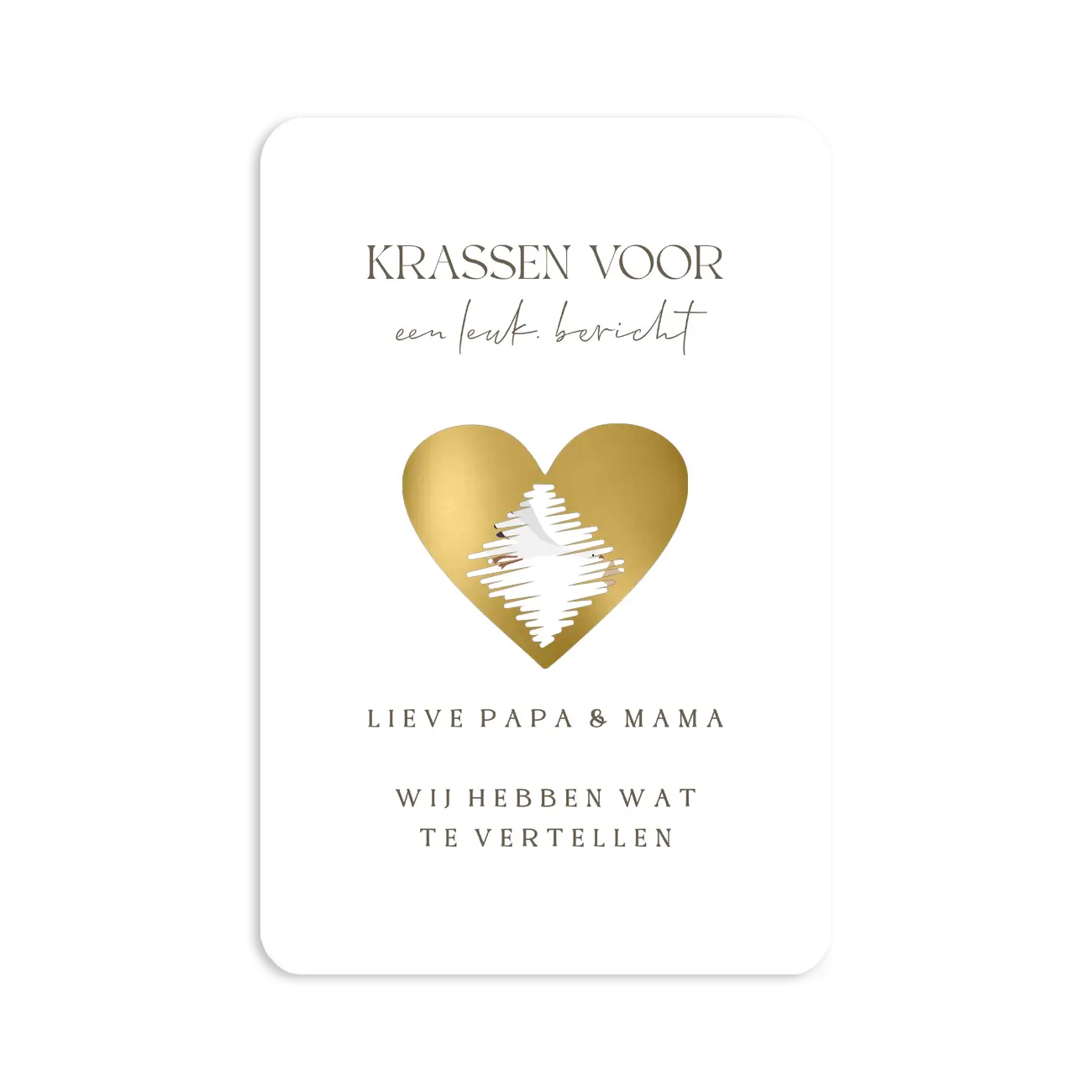 Zwangerschapsaankondiging kraskaart ooievaar met sticker