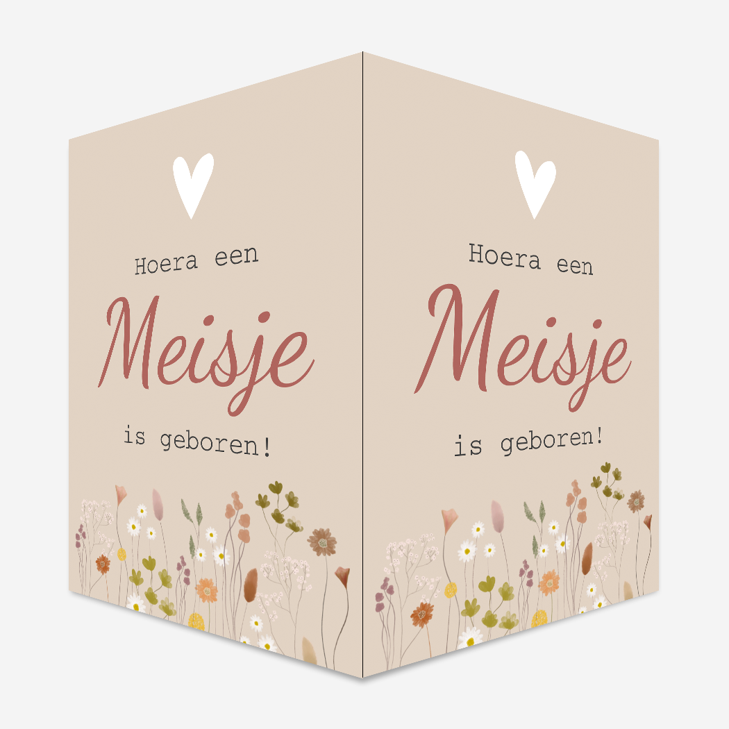 Raambord Bloemetjes Hoera Meisje Roze