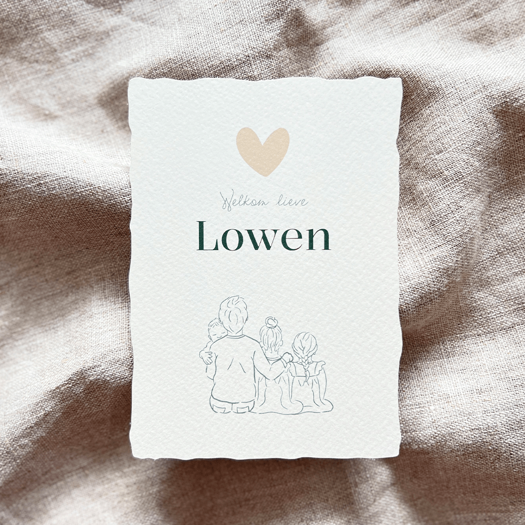 Geboortekaartje Jongen Hartje Groen Lijntekening