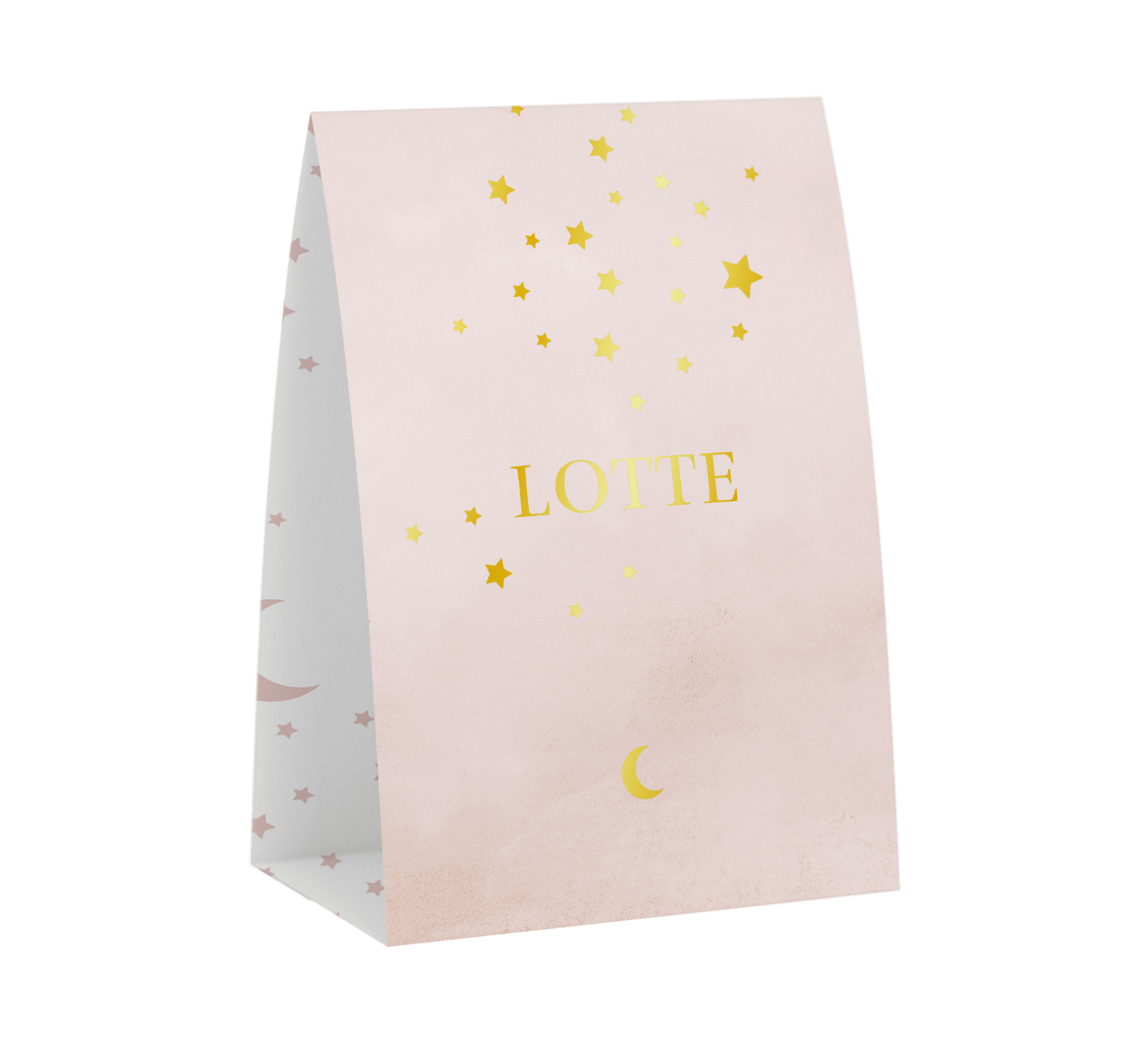 Lief roze tent geboortekaartje met sterrenhemel